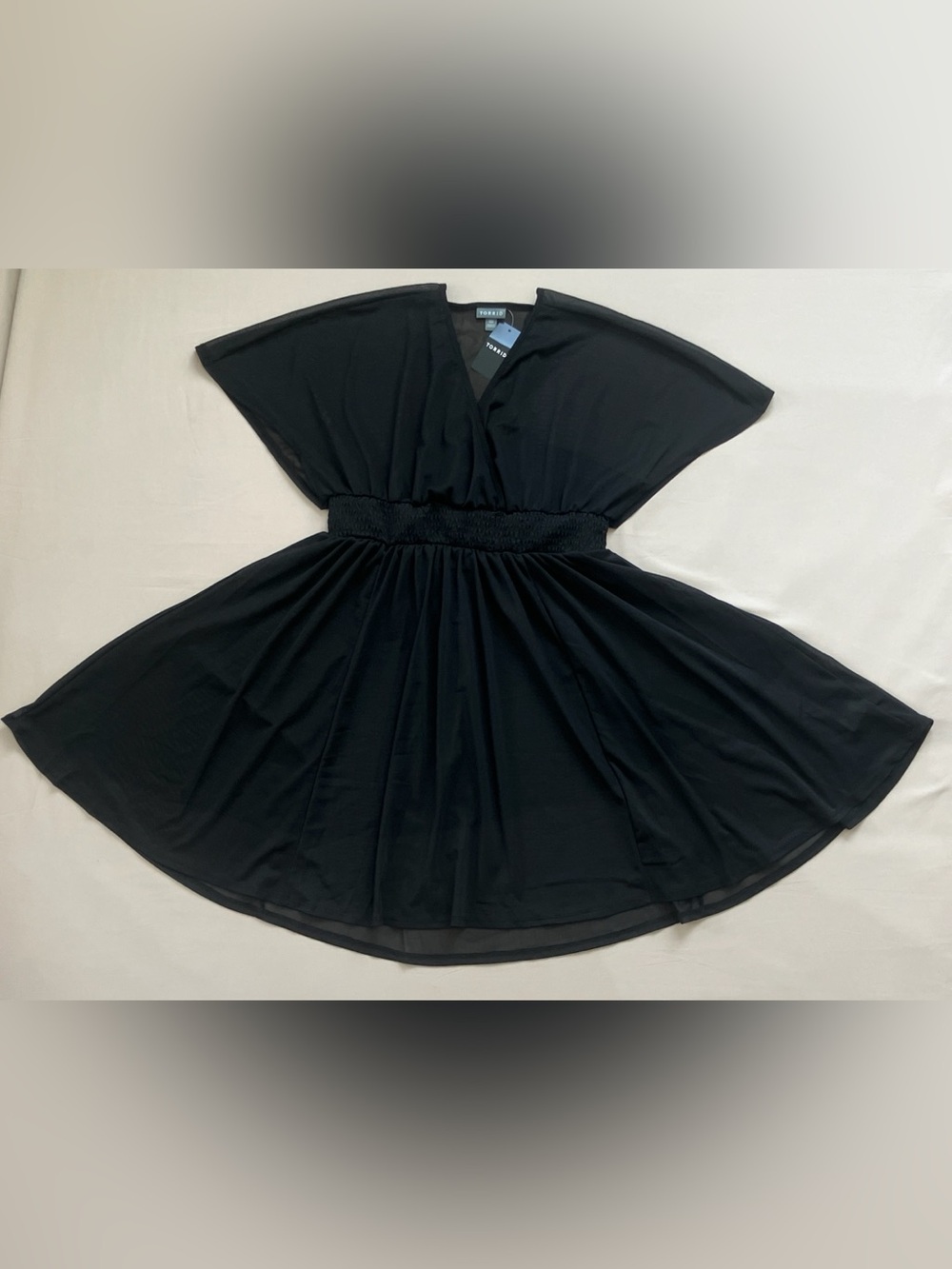 Torrid Chiffon Smocked Waist Cover-Up Dress Deep Black NWT Size 00